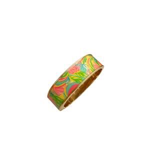 Vintage Y2K Lilly Pulitzer Colorful Enamel Gold Bangle Bracelet Resort Stack